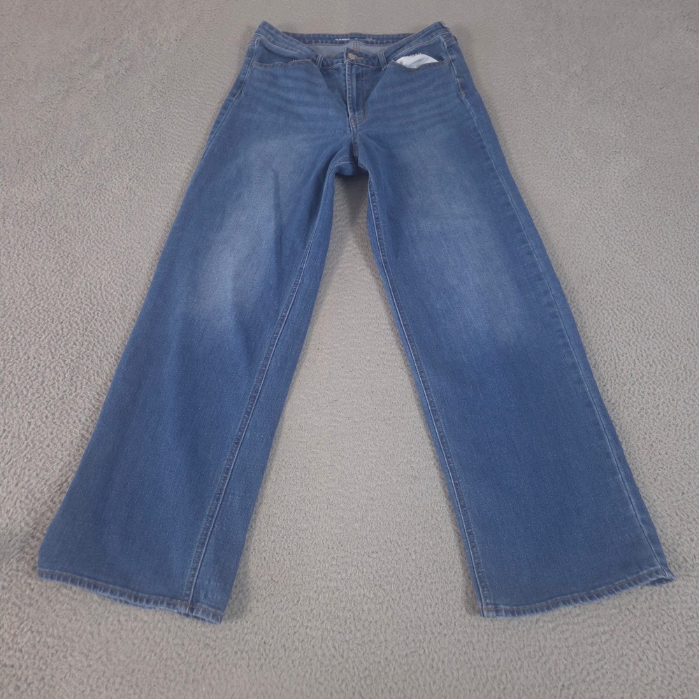 Old Navy Jeans Womens 12 Tall Blue Wow Wide Leg High-Waisted Stretch Denim Pants